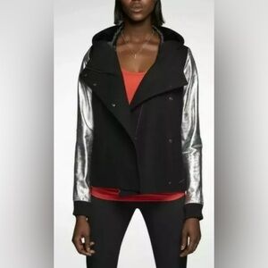 Nike Women's Destroyer Butterfly Black Wool Silver Leather Jacket